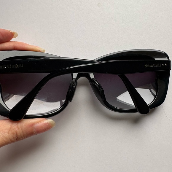 Miu Miu Glossy Black Square Sunglasses - Picture 3 of 6